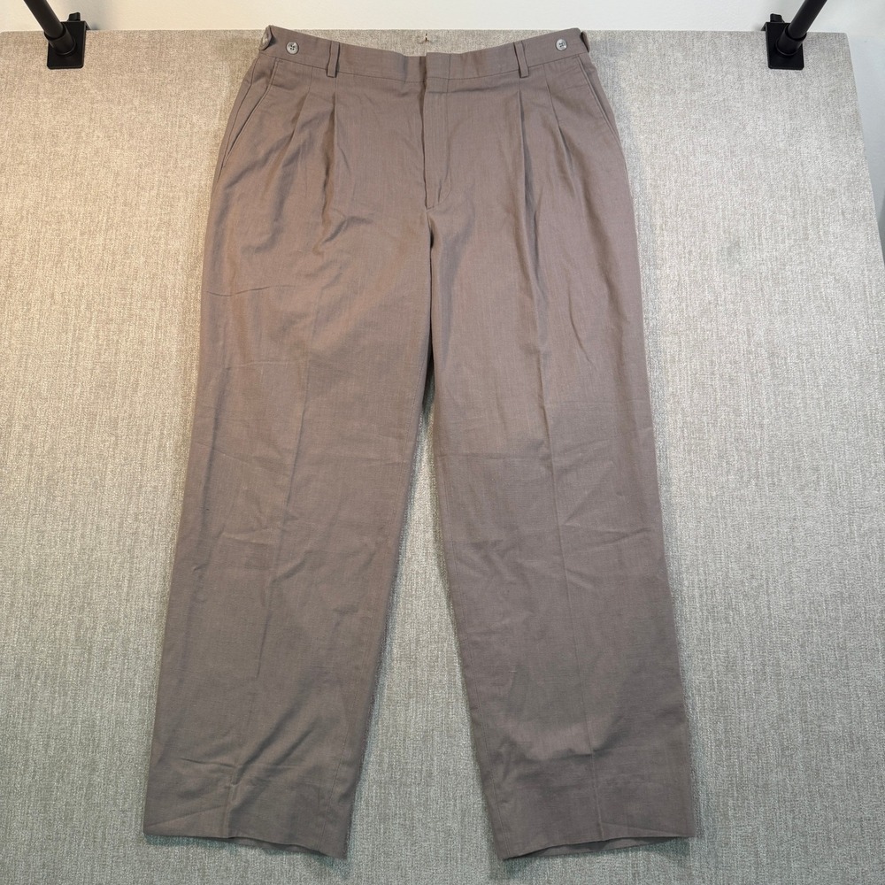Levis Travelers Mens Brown Pleated Linen Blend Dress Pants Slacks Made in USA